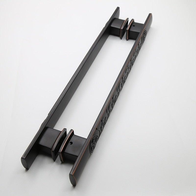 Door pull handle Stevvex, antique black metal with ornate side pattern for cabinets or wardrobe on Tampa Home & Garden Store