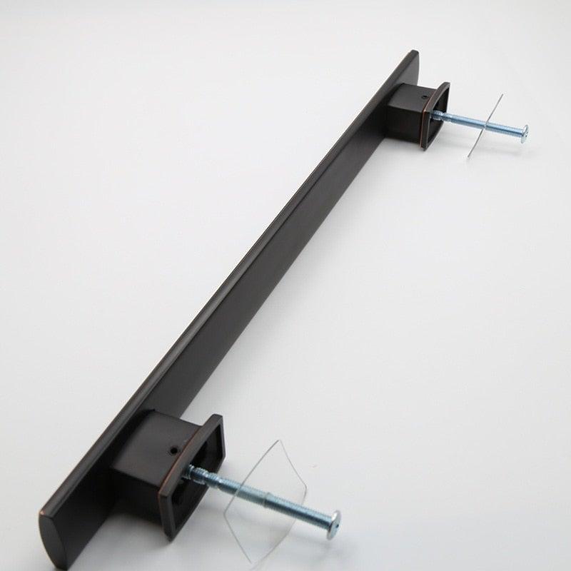 Barn door pull handle Stevvex black surface-mounted long rectangular bar with brackets on Tampa Home & Garden Store