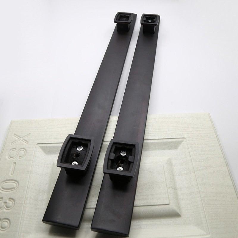 Door pull handles Stevvex, black metal, surface mounted long bar pair for cabinets on Tampa Home & Garden Store