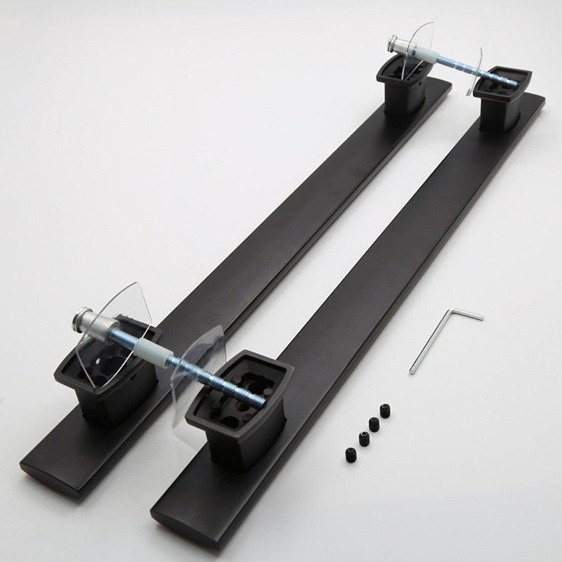 Stevvex black door pull handles set of 2, long barn style, surface mounted with bolts on Tampa Home & Garden Store