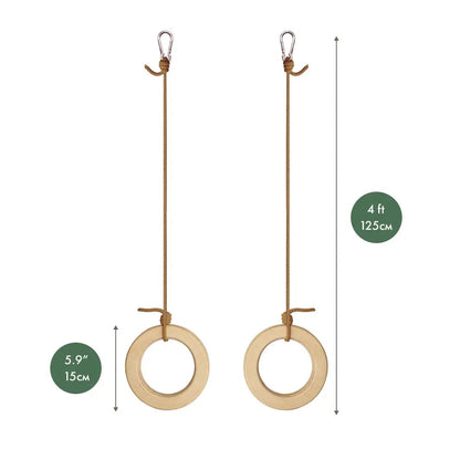 Wooden gymnastic rings for kids Goodevas 2-pack with rope carabiners for baby swings on Tampa Home & Garden Store