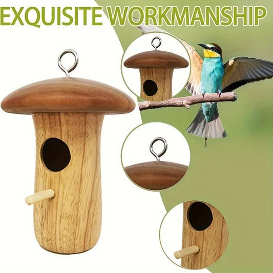 Wooden Hanging Hummingbird House Feeder