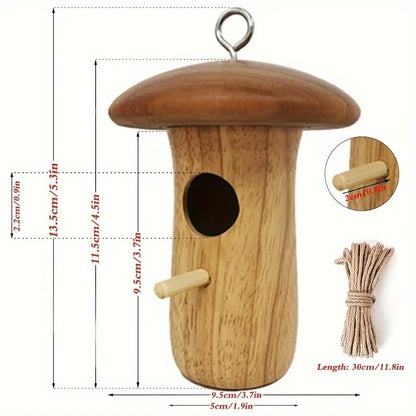 Wooden Hanging Hummingbird House Feeder