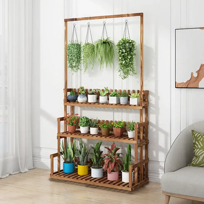 3-Tier Wooden Hanging Plant Stand