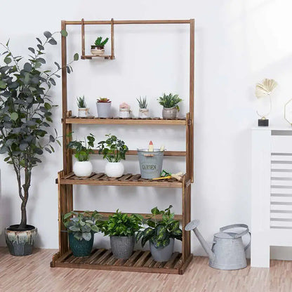 3-Tier Wooden Hanging Plant Stand