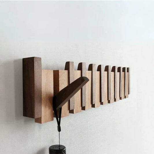 Wooden Piano Coat Rack Wall Mounted Solid Wood Hooks 4 6 8 Hook Organizer - Tampa Home & Garden Store