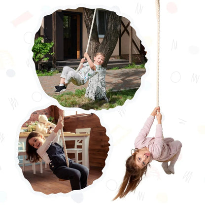 Goodevas wooden rope swing for kids, single swing with natural wood seat, 3 kids on swing on Tampa Home & Garden Store