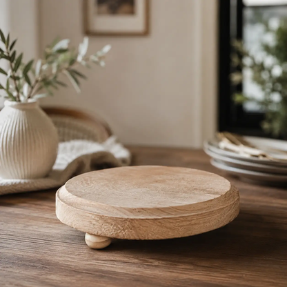 Rustic Round Wood Jewelry Tray on Pedestal by Gia Roma, decorative tray on Tampa Home & Garden Store