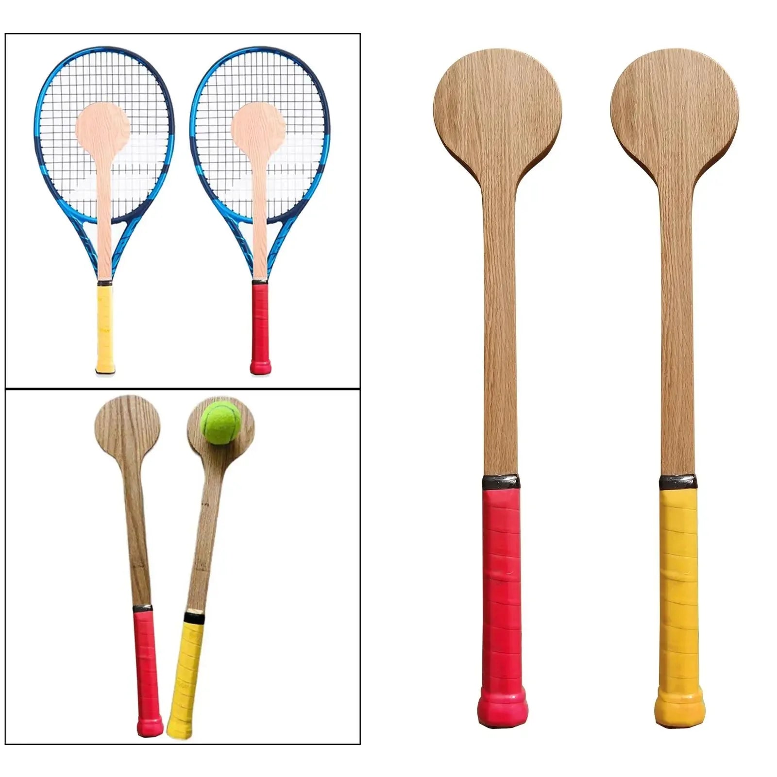 Tennis Swing Trainer set by EstaliosFit: 2 blue-framed rackets and 2 wooden paddles on Tampa Home & Garden Store