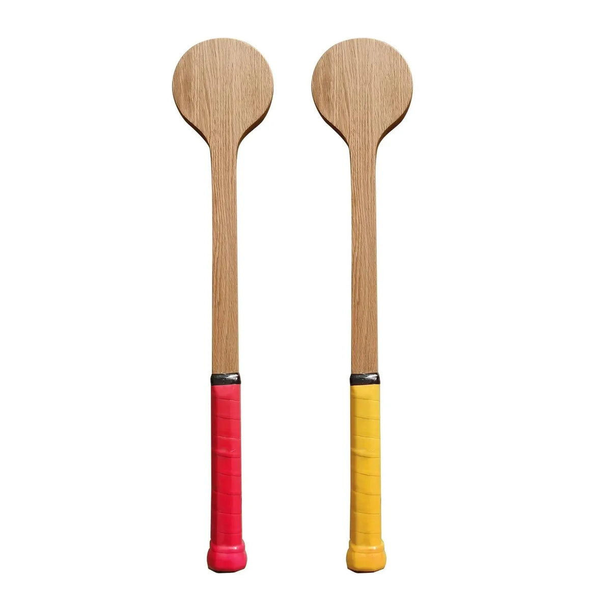 Wooden Tennis Swing Trainer pair with red-yellow grips EstaliosFit sweet-spot rackets on Tampa Home & Garden Store