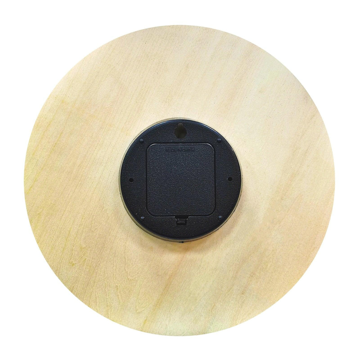 Wooden Wall Clock 10 Inch back view natural wood finish battery operated Stevvex wall clock on Tampa Home & Garden Store