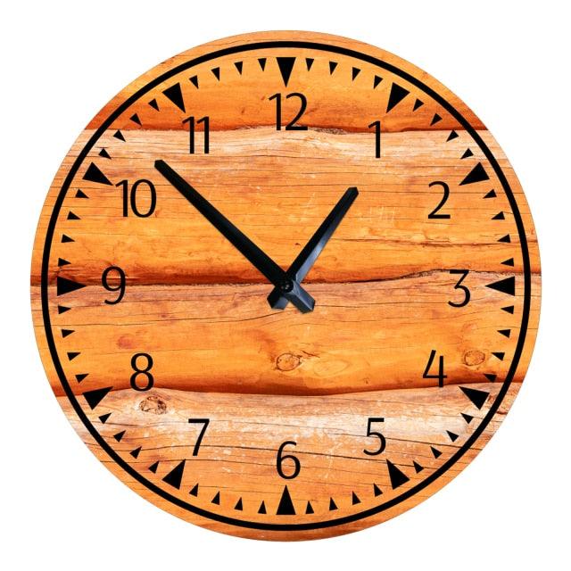 Wooden wall clock 10 inch, Stevvex, rustic natural wood with black hands on Tampa Home & Garden Store
