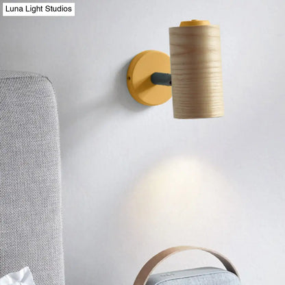 Aplique de pared de madera con forma de macaron - Lámpara de tubo de 1 cabeza en amarillo/verde/azul para baño