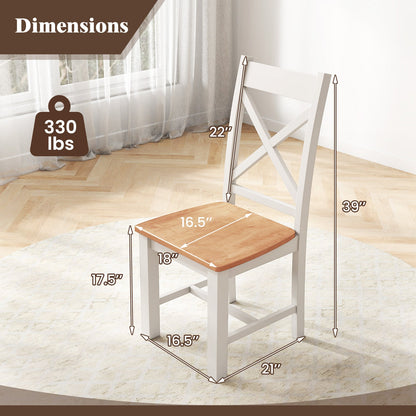 Juego de 2 sillas de comedor de madera con respaldo alto y estructura de madera de caucho-Natural