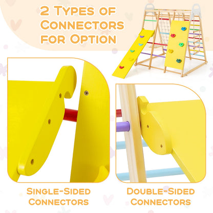 8-in-1 Wooden Jungle Gym Playset with Slide and Monkey Bars-Multicolor