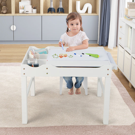 Wooden Kids Multi Activity Play Table with Storage Paper Roll-White - Tampa Home & Garden Store