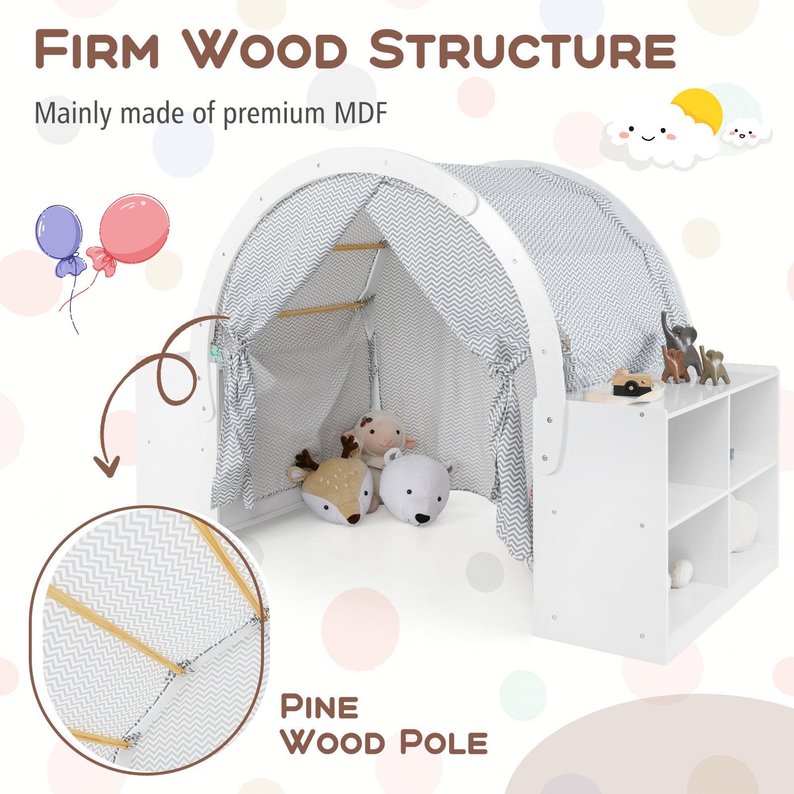 GemGear kids play tent with curtain shade panels and 8 cubbies on Tampa Home & Garden Store