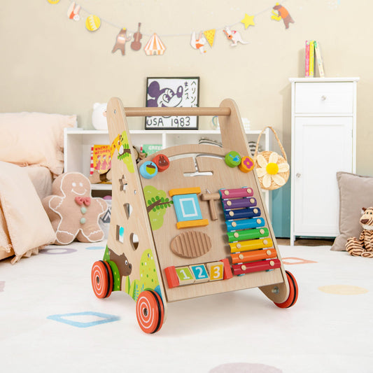 Wooden Push and Pull Baby Walker with Handle and Storage-Natural - Tampa Home & Garden Store