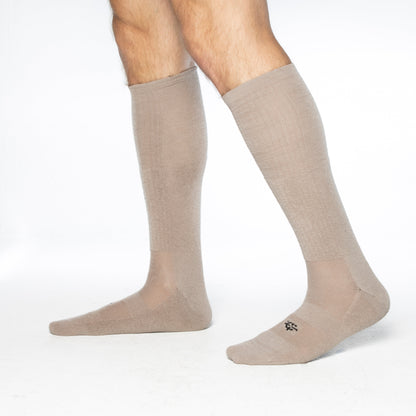 Wool BEAST OTC over-the-calf knee socks beige pair by Covert Threads on Tampa Home & Garden Store