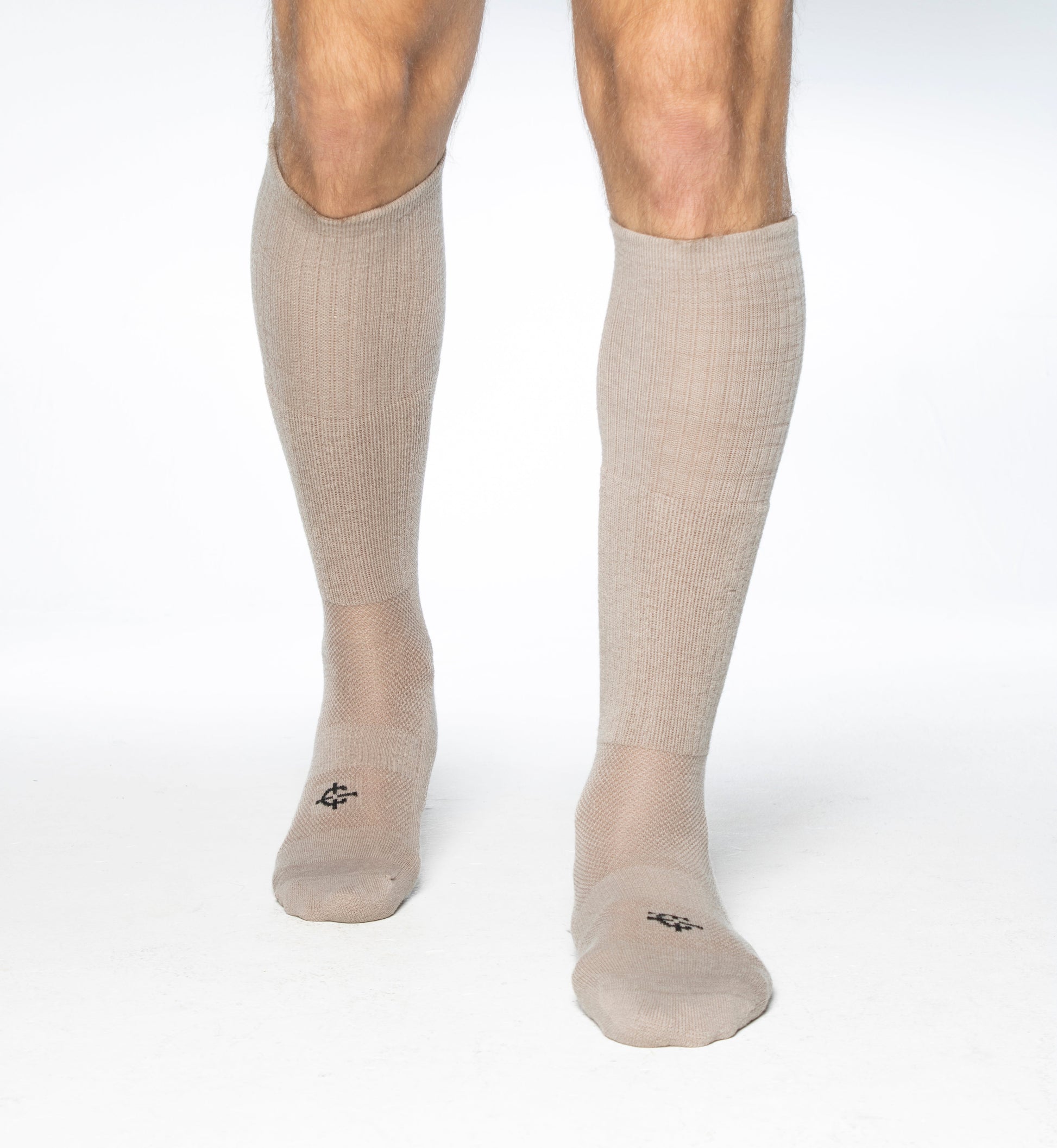 Wool BEAST OTC over-the-calf knee socks in tan, Covert Threads tactical brand pair on Tampa Home & Garden Store
