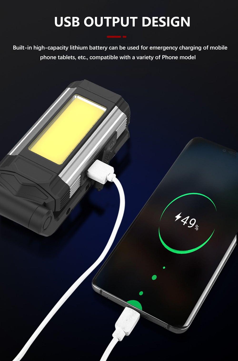 Rechargeable LED work light by Stevvex with hanging hook, magnetic base, USB charging on Tampa Home & Garden Store