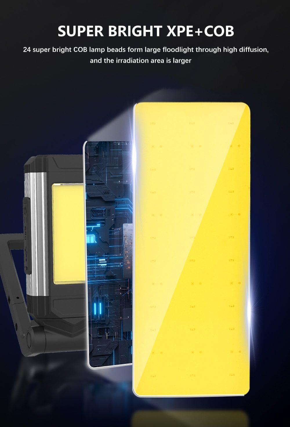 Stevvex work light yellow LED panel with magnetic base and hanging hook on Tampa Home & Garden Store