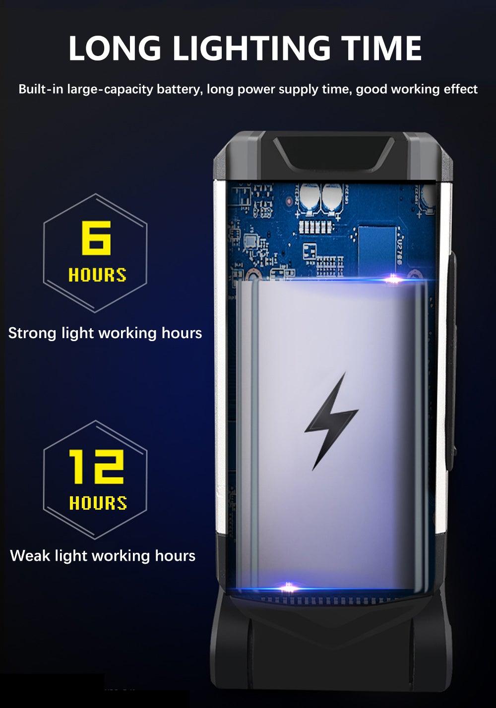 Work Light Stevvex rechargeable LED waterproof hanging hook and magnetic base USB charging on Tampa Home & Garden Store