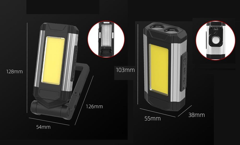 Stevvex Rechargeable LED work light with USB, waterproof, adjustable tilt and magnetic base on Tampa Home & Garden Store