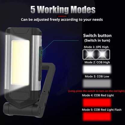 Work light Stevvex LED with hanging hook and magnetic base, waterproof flashlight on Tampa Home & Garden Store