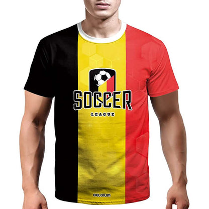 World Cup 2022 soccer jersey men's top in black yellow red panels Belgium DailySale on Tampa Home & Garden Store