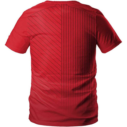 World Cup 2022 soccer jersey red T-shirt back view with diagonal vertical stripes DailySale on Tampa Home & Garden Store