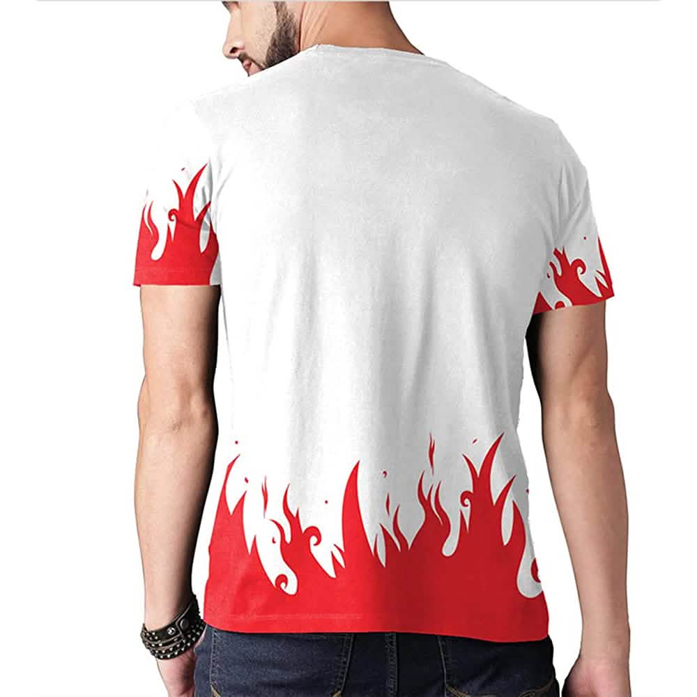 Men's white DailySale T-shirt with red flame graphics on the hem and sleeves on Tampa Home & Garden Store