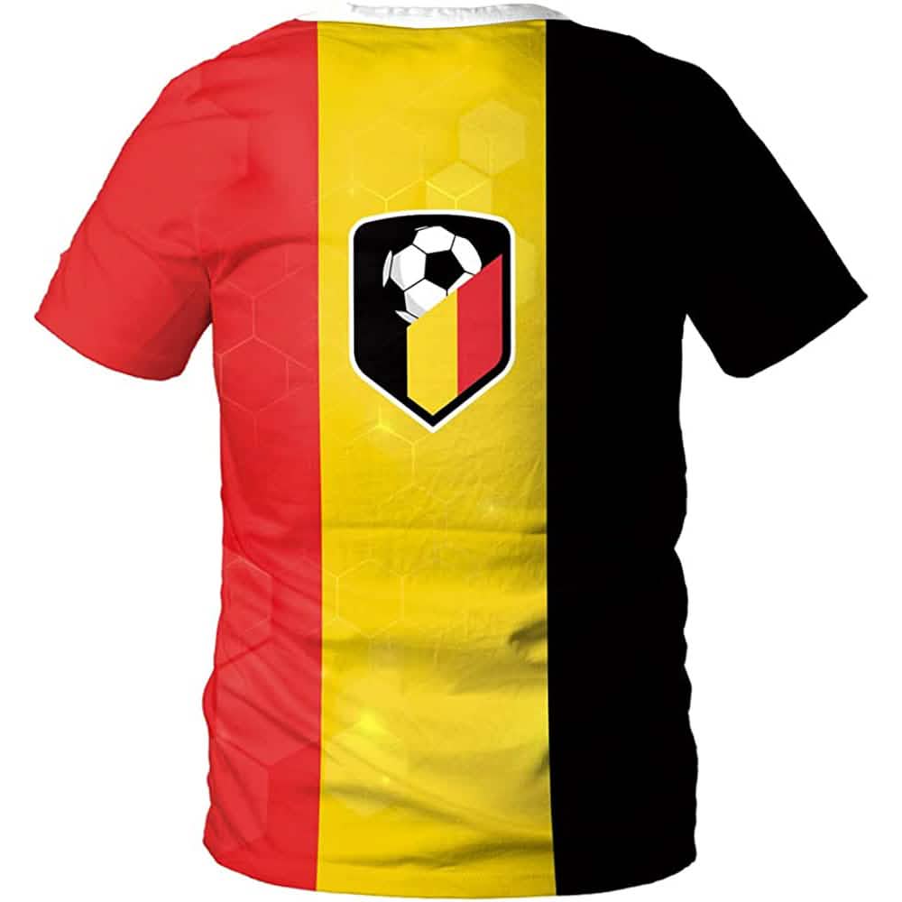 World Cup 2022 soccer jersey men's top in red-yellow-black with shield logo DailySale on Tampa Home & Garden Store