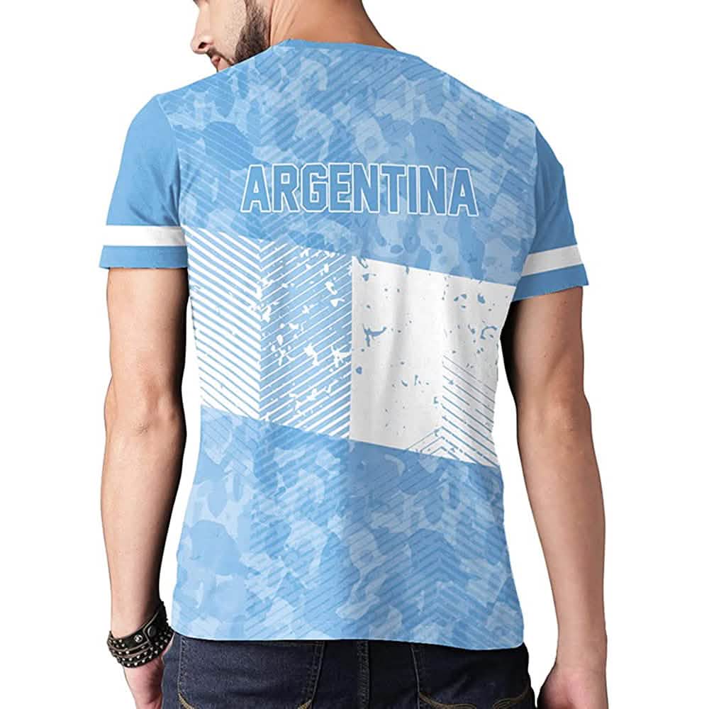 DailySale World Cup 2022 Argentina men's soccer jersey in blue with white geometric panels on Tampa Home & Garden Store