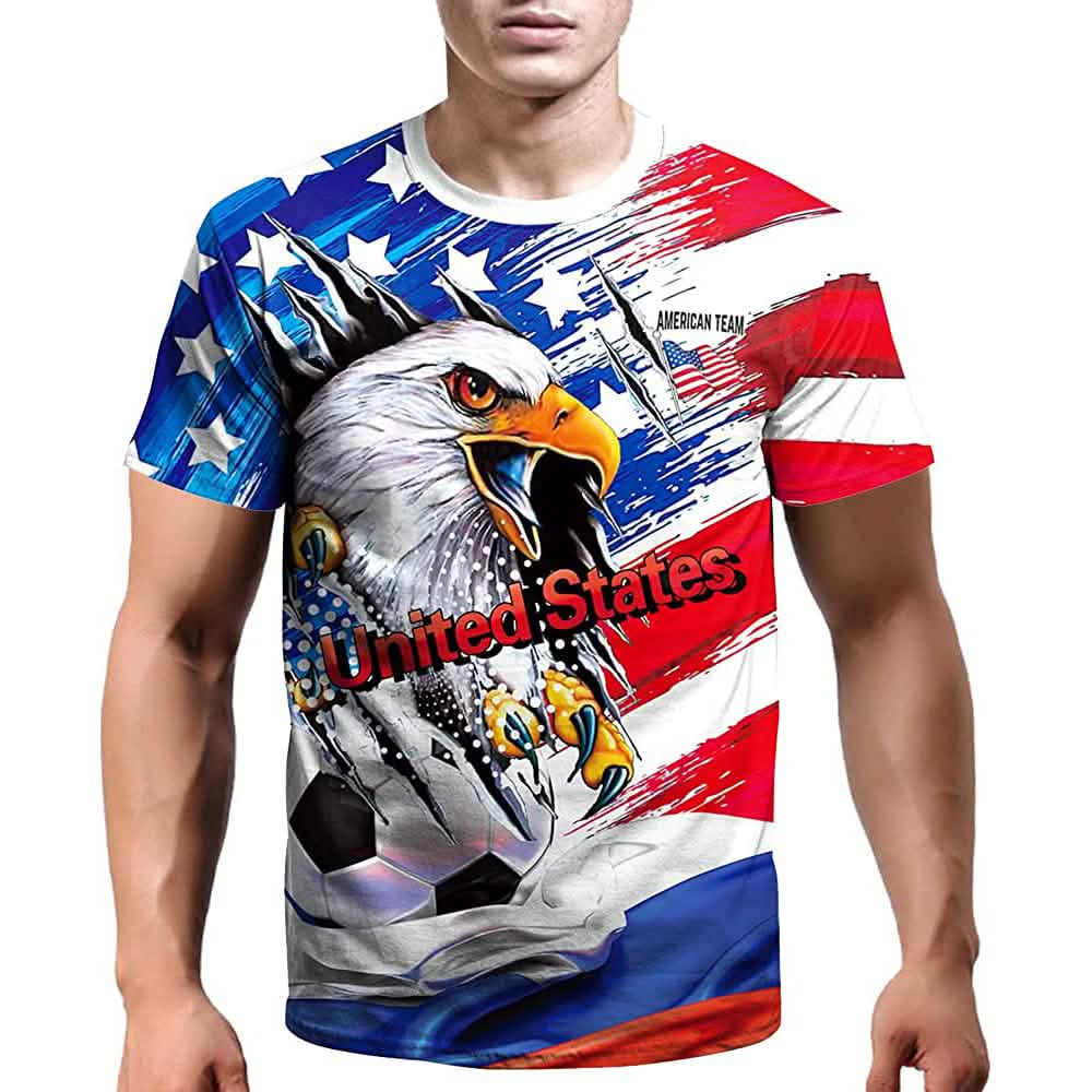 Men's World Cup 2022 US eagle graphic T-shirt, DailySale, patriotic red white blue on Tampa Home & Garden Store
