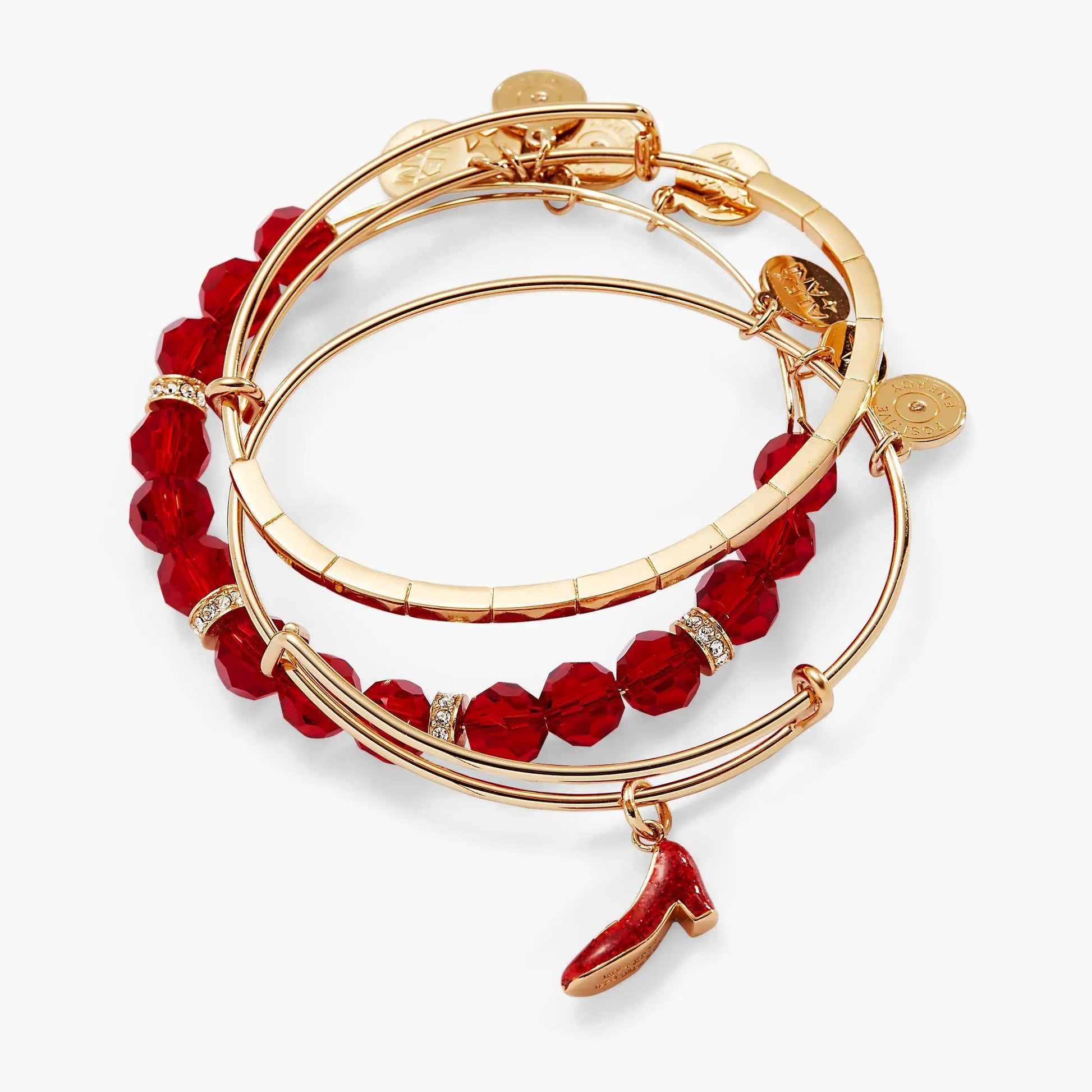 The Wizard of Oz Dorothy Bangles Set of 3 by ALEX AND ANI with red beads on Tampa Home & Garden Store