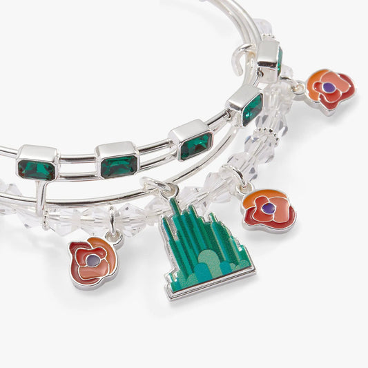 Wizard of Oz Emerald City Bangles set of 3 by ALEX AND ANI; silver bracelets with green stones on Tampa Home & Garden Store