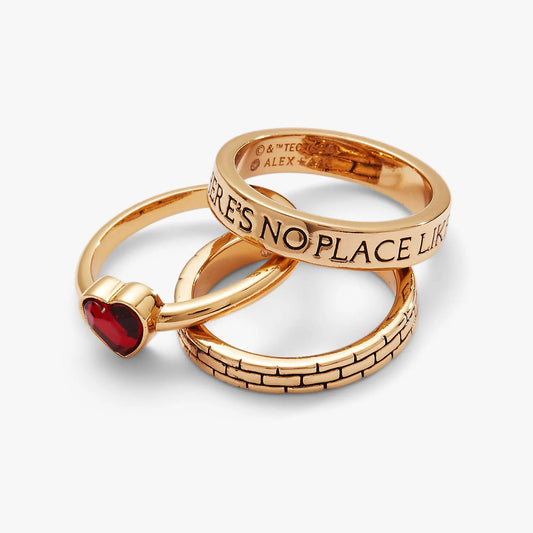 Rings: Oz There’s No Place Like Home ring set of 3 by Alex and Ani in rose gold with red heart gem on Tampa Home & Garden Store
