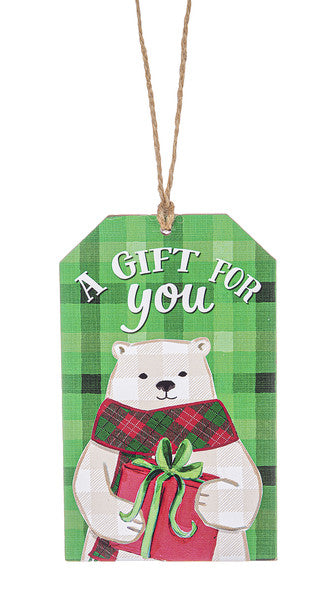 Wooden Plaid Gift Tag Ornament - A Gift for You - Tampa Home & Garden Store