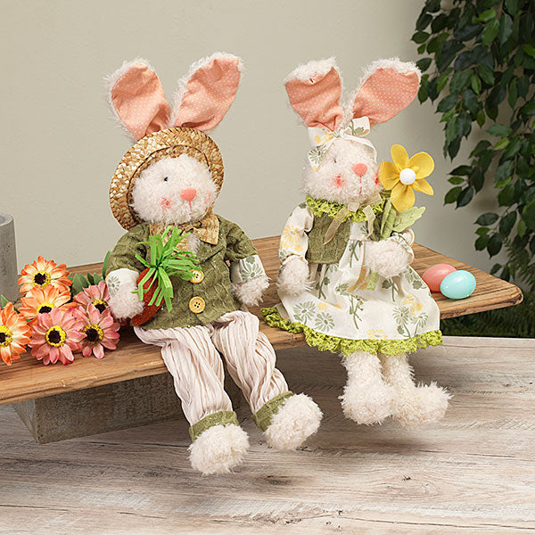 Springtime Fabric Sitting Bunny Figure - Boy