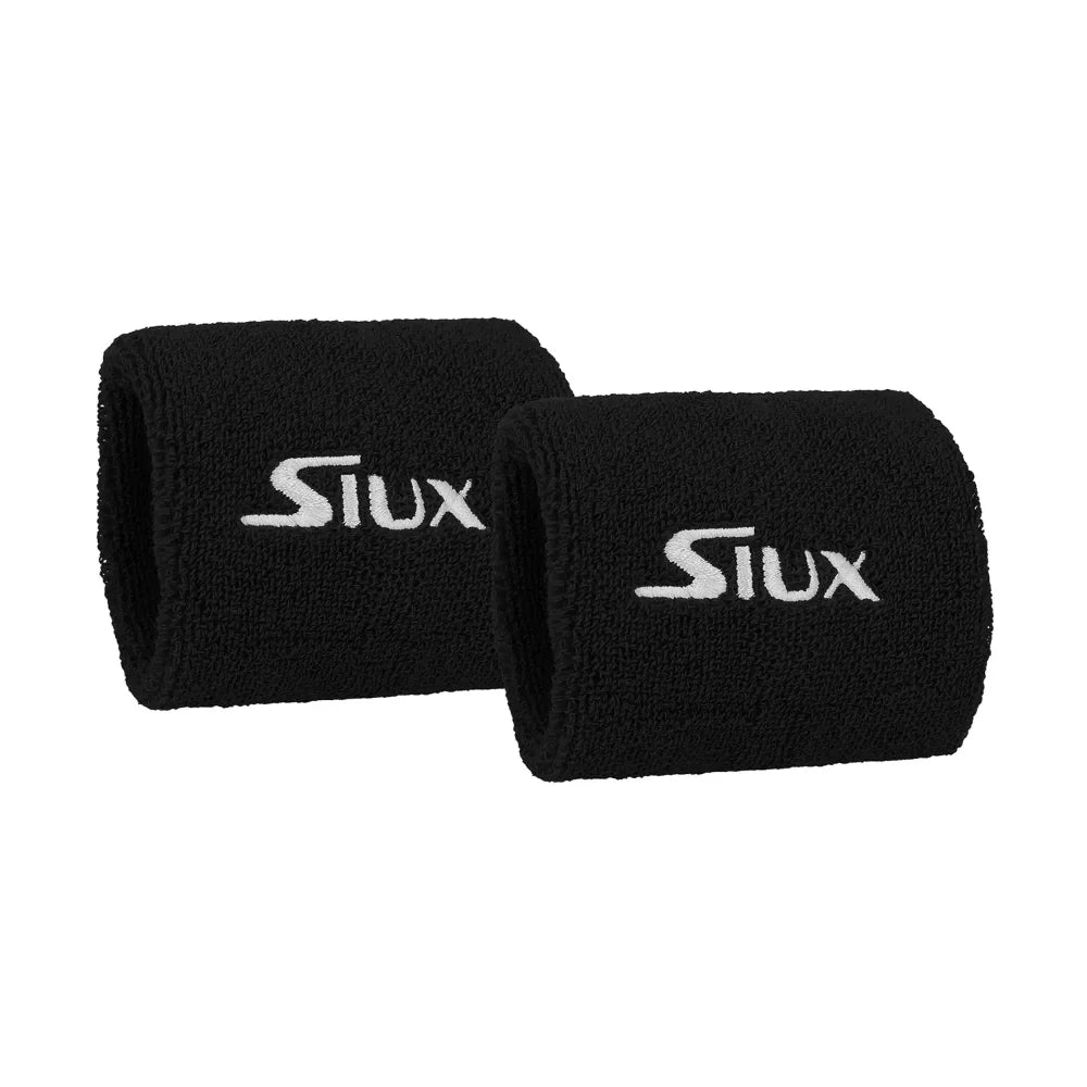 Two black Siux USA Club wristbands in soft terry fabric with white logo on Tampa Home & Garden Store