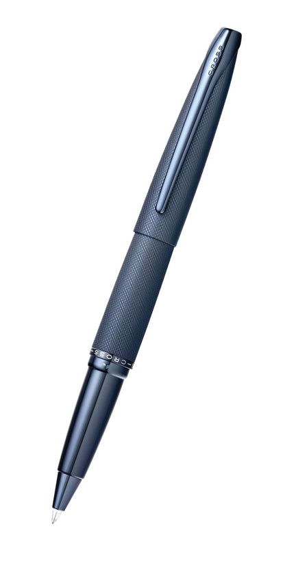 ATX Sandblasted Dark Blue rollerball pen with textured grip and metal clip by A.T. Cross on Tampa Home & Garden Store