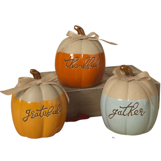 Gratitude Ceramic Pumpkin -