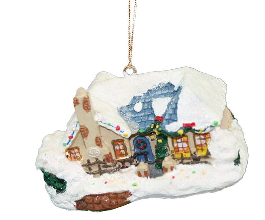 Thomas Kinkade Winter House Ornaments - Chimney in Front - Tampa Home & Garden Store