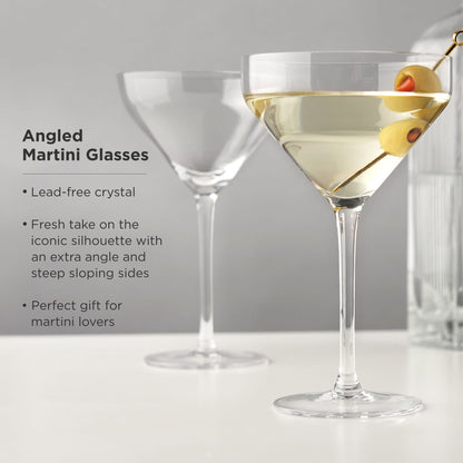 Modern Angled Crystal Martini Coupes Set Of Two