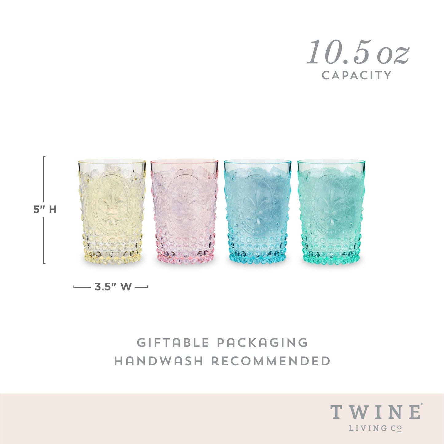 Pastel Acrylic Embossed Tumbler Set of Four