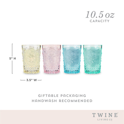 Pastel Acrylic Embossed Tumbler Set of Four