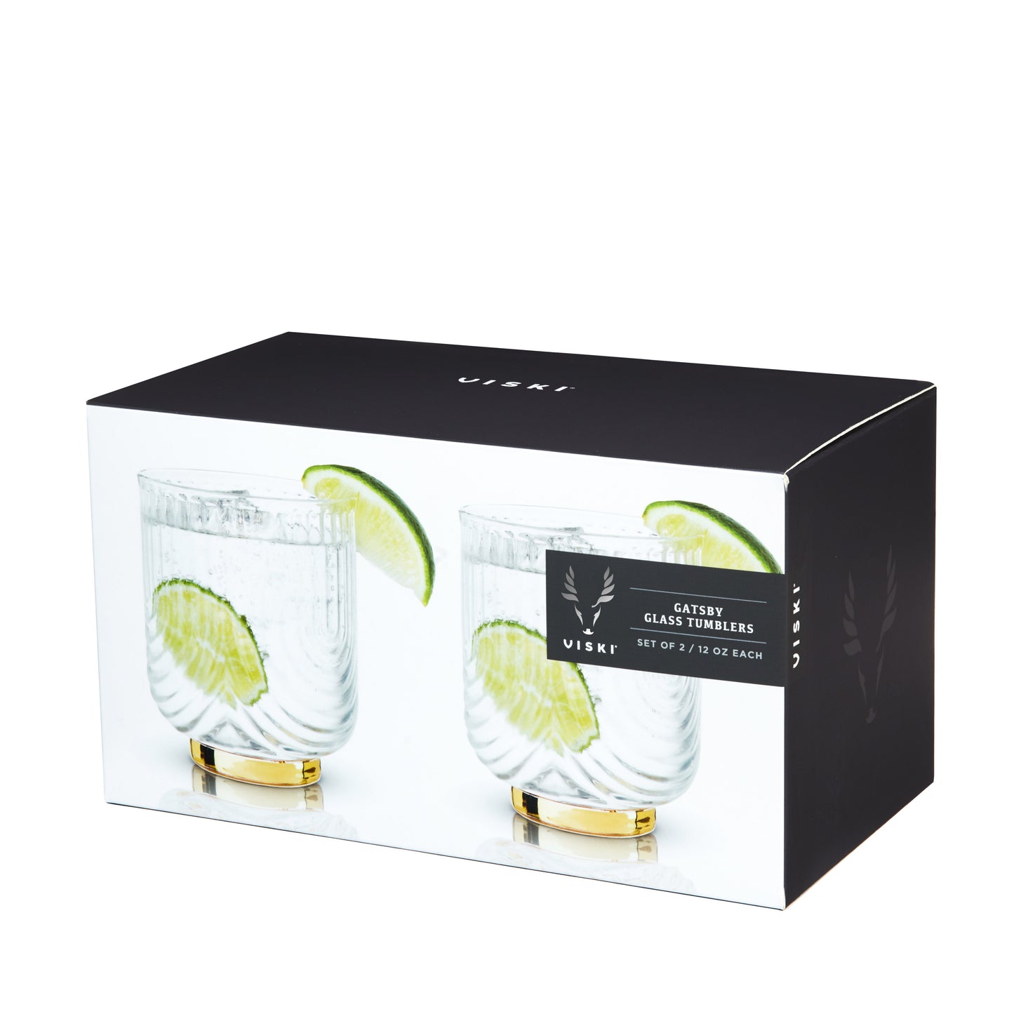 Gold Gatsby Double Old Fashioned Glass Set of 2
