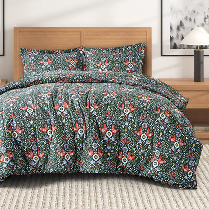 Great Bay Home Reversible Christmas Comforter and Sham Set Odette with floral print, 2 shams on Tampa Home & Garden Store