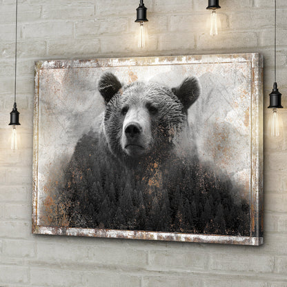 Canvas wall art Animals Forest Bear Brown with bear portrait on rustic textured canvas on Tampa Home & Garden Store